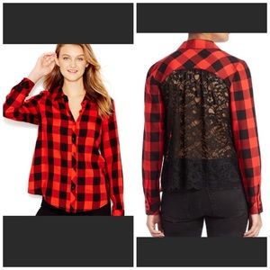 Flannel Shirt with Lace Back